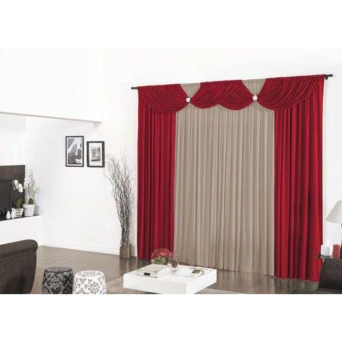 Cortina para Sala e Quarto Floripa 2,00 X 1,70m- Vermelho com Avelã