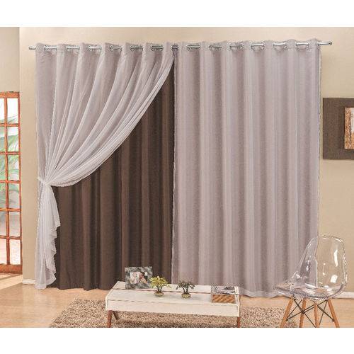 Cortina Semi Blackout Elegance 4,00m X 2,50m para Varão Simples - Tabaco