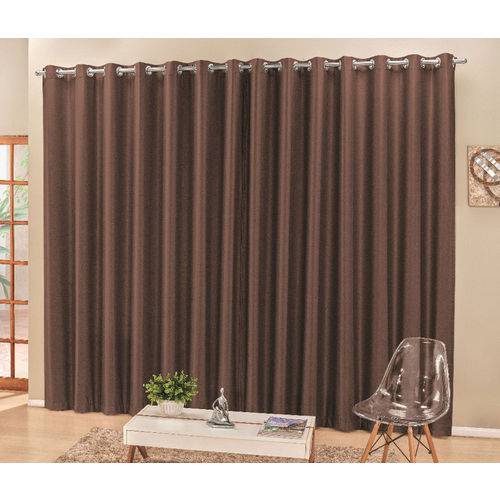 Cortina Semi Blackout Madri 4,00m X 2,50m para Varão Simples - Tabaco