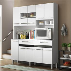 Cozinha Compacta 10 Portas Ac1020 Branco/Preto - Decibal Móveis - Branco