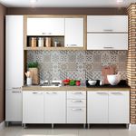 Cozinha Compacta 10 Portas com Balcão Tampo Pt 5704 Branco/Argila