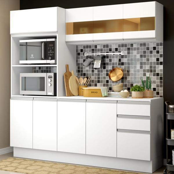 Cozinha Compacta 100% MDF Madesa Smart 190 Cm com Armário, Balcão e Tampo