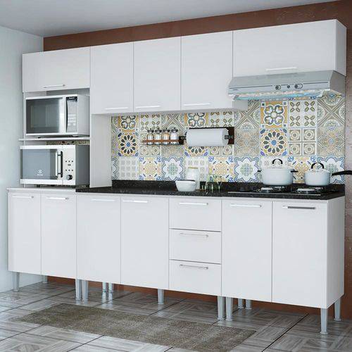 Cozinha Compacta 11 Portas 3 Gavetas Bianca 0430t Branco - Genialflex