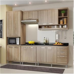 Cozinha Compacta 11 Portas Sicília com Tampo 5809 Argila - Multimóveis - Marrom