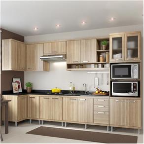 Cozinha Compacta 15 Portas 3 Gavetas para Pia 5830 Argila - Multimóveis - Marrom