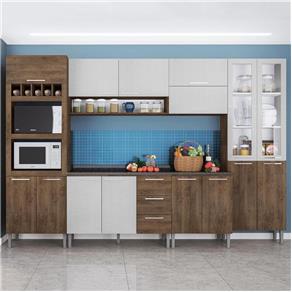 Cozinha Compacta 15 Portas Rafaela 0423t Demolição/Gelo 3d - Genialflex - Marrom