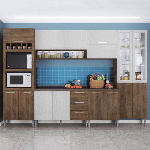 Tudo sobre 'Cozinha Compacta 15 Portas Rafaela 0423t Demolição/Gelo 3d - Genialflex'
