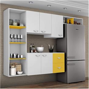 Cozinha Compacta 4 Peças 5 Portas Anabela Siena Móveis Branco/Amarelo