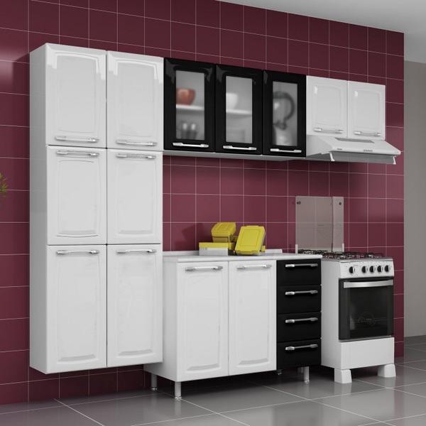 Cozinha Compacta 4 Peças com Balcão Criativa Itatiaia Branco/Preto