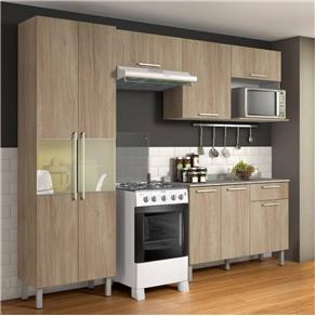 Cozinha Compacta 4 Peças com Balcão e Paneleiro Itatiaia Star Aveiro Oak - BEGE