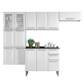 Cozinha Compacta 4 Peças com 2 Portas de Vidro com Balcão Luce Itatiaia Branco - Branco