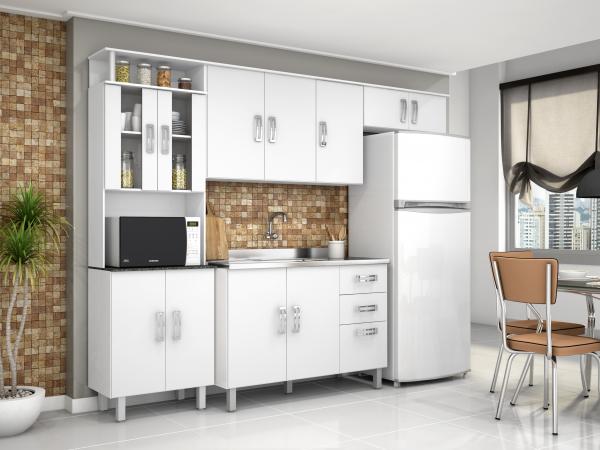 Cozinha Compacta 4 Peças Sem Tampo Suíça - Branco - Poliman