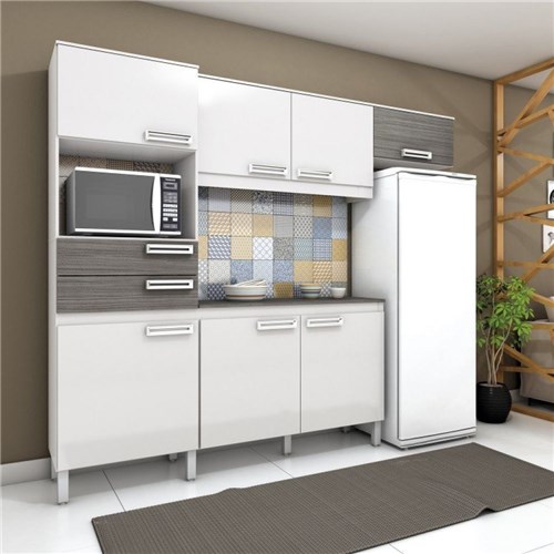 Cozinha Compacta 5 Peças com Balcão e Tampo B107 Briz Branco/gris