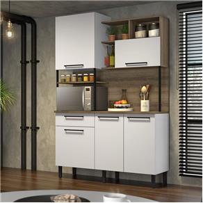 Cozinha Compacta 5 Portas 1 Gaveta Bali Itatiaia Branco Matte/Castanho - Branco