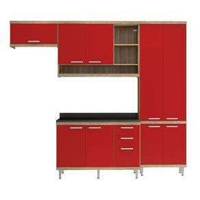 Cozinha Compacta 5143 Sicília Multimóveis - Argila/Vermelho Scarlet
