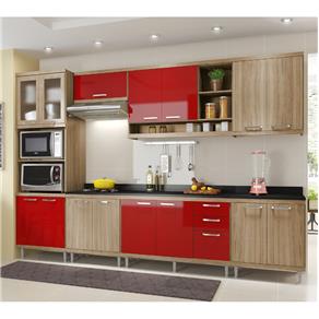 Cozinha Compacta 5141 Sicília Siena Móveis - Argila/Vermelho Scarlet - Argila/Vermelho Scarlet