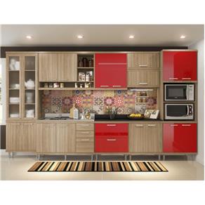 Cozinha Compacta 5139 Sicília Siena Móveis - Argila/Vermelho Scarlet - Argila/Vermelho Scarlet