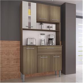 Cozinha Compacta 6 Portas 90 Cm 0282 Melissa Castanho/Mel 3d - Genialflex - Marrom