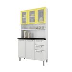 Cozinha Compacta 6 Portas C/ Vidro 2 Gavetas Regina Branco/amarelo Claro - Itatiaia