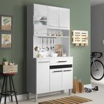 Cozinha Compacta 6 Portas com Pés Ac610 Branco/Preto - Decibal Móveis