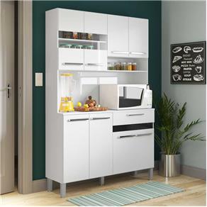 Cozinha Compacta 6 Portas com Pés Ac810 Branco/Preto - Decibal Móveis - Branco