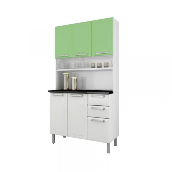 Cozinha Compacta 6 Portas 2 Gavetas Regina Branca/Verde Claro- Itatiaia