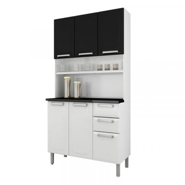 Cozinha Compacta 6 Portas 2 Gavetas Regina Branco/Preto - Itatiaia