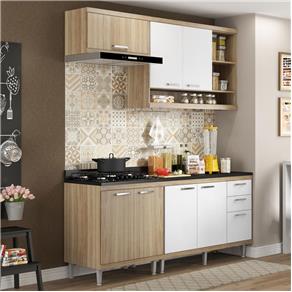 Cozinha Compacta 7 Portas Sicília com Tampo 5811 Branco/Argila - Multimóveis - Marrom