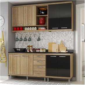 Cozinha Compacta 8 Portas para Pia com Balcão 5818 Preto/Argila - Multimóveis - Marrom