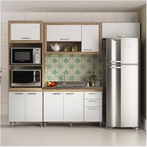 Cozinha Compacta 8 Portas Sem Tampo 5720 Branco/Argila - Multimóveis - Branco