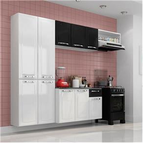 Cozinha Compacta Amanda 10 Portas e 1 Gaveta Branco/Preto - Itatiaia