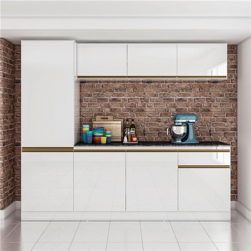 Cozinha Compacta C/ Tampo 2400 Pietra Genialflex. Branco / Preto Branco/preto