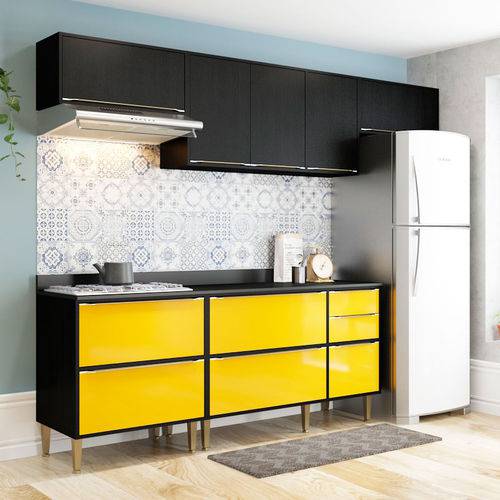 Tudo sobre 'Cozinha Compacta C/ Tampo New York– Multimóveis. - Preto / Amarelo'