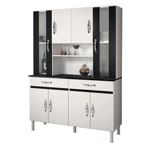 Cozinha Compacta CHF Móveis Sampaio com 8 Portas e 2 Gavetas - Branco/Preto
