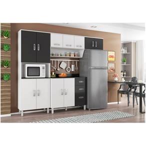 Cozinha Compacta com Balcão Franciele 12 Portas Branco/Preto - Poliman