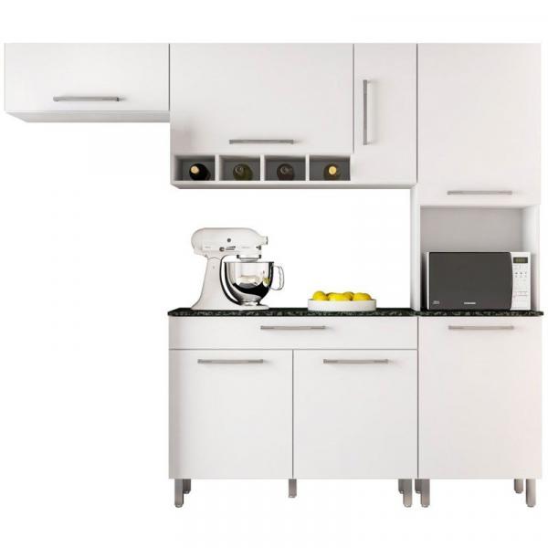 Cozinha Compacta com Balcão Luna 7 Portas Branco - Poliman