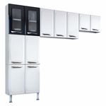 Cozinha Compacta em Aço 11 Portas Leblon Branco/Preto - Colormaq