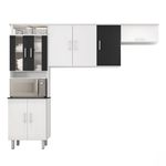 Cozinha Compacta em L 1 Peça 8 Portas Suiça Poliman Móveis Branco/Preto