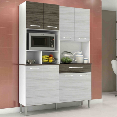 Cozinha Compacta Gales Kits Paraná Branco/Rovere/Dubai