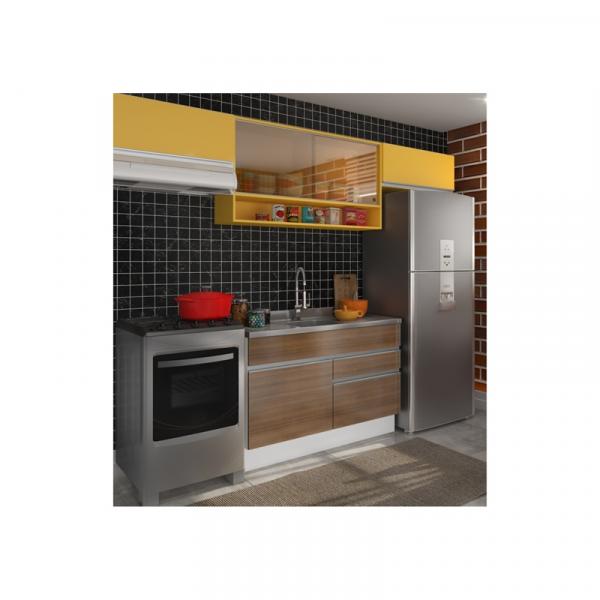 Cozinha Compacta Glamy Marina Branco/Western Teka/Gold - Madesa