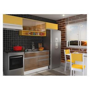 Cozinha Compacta Glamy Marina - Madesa - Branco/Western Teka/Gold - MD