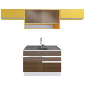 Cozinha Compacta Glamy Marina Mdf de 15mm Madesa - Selecione=Branco Western Teka Amarelo