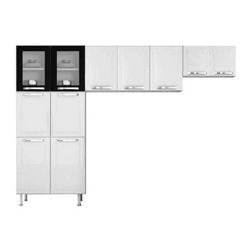 Cozinha Compacta Itatiaia Itanew 11 Portas 2 C/ Vidro Branco/preto
