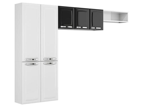 Cozinha Compacta Itatiaia Rose - 7 Portas Aço - Branco/Preto