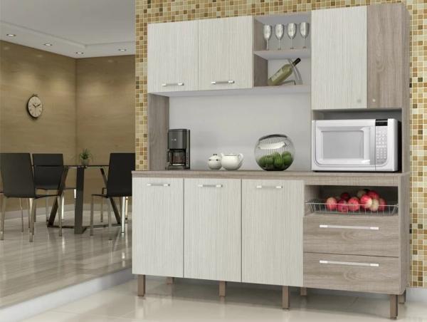 Cozinha Compacta Jade com Tampo Arena/Nogal - Kits Paraná - Kits Parana