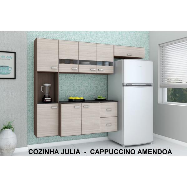 Cozinha Compacta Julia Composta por 4 Peças com 2 Gavetas 8 Portas em Mdp Capuccino/Amêndoa - Poquema