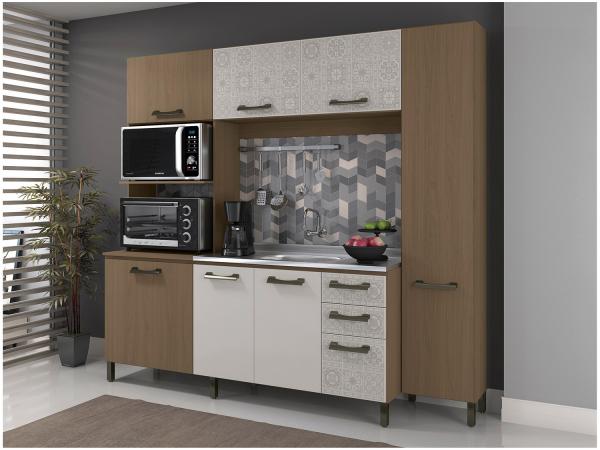 Cozinha Compacta Kappesberg Soft com Balcão - Nicho para Forno e Micro-ondas 7 Portas 3 Gavetas