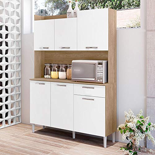 Cozinha Compacta Kits 6 Portas 2479 Genova - Nogal/White