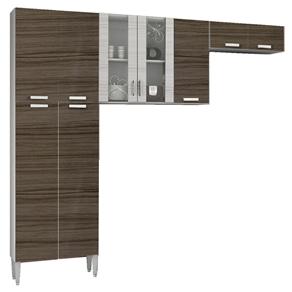 Cozinha Compacta Kit's Paraná Alfa Top com 9 Portas e 3 Prateleiras - Branco/Dubai/Rovere
