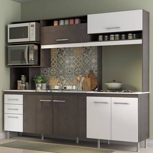 Cozinha Compacta Lara 0316 - Soluzione, | Cor: Gris/Branco
